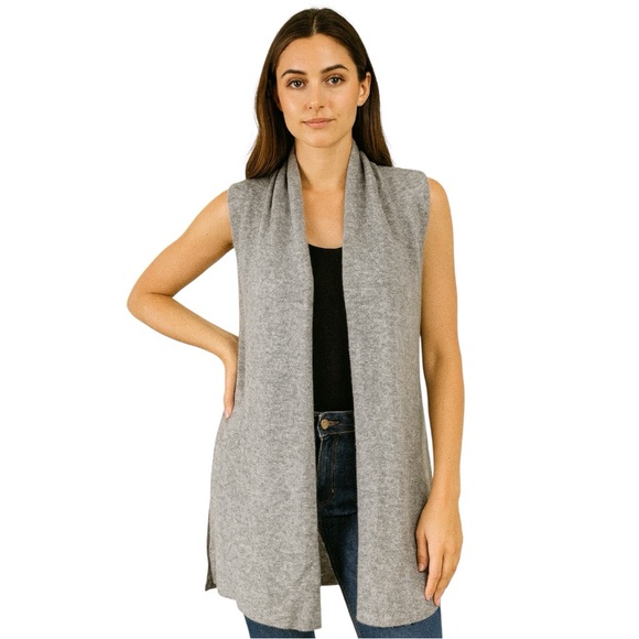 InCashmere Jackets & Blazers - InCashmere Cashmere grey Sleeveless Open Vest sweater cardigan layering piece L